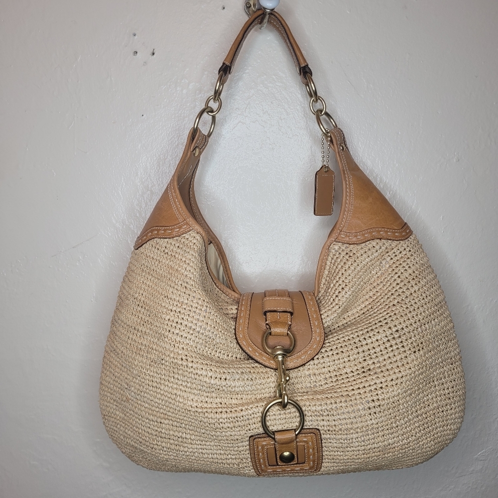 Coach Bleecker Millie Hobo Tote Straw Bag